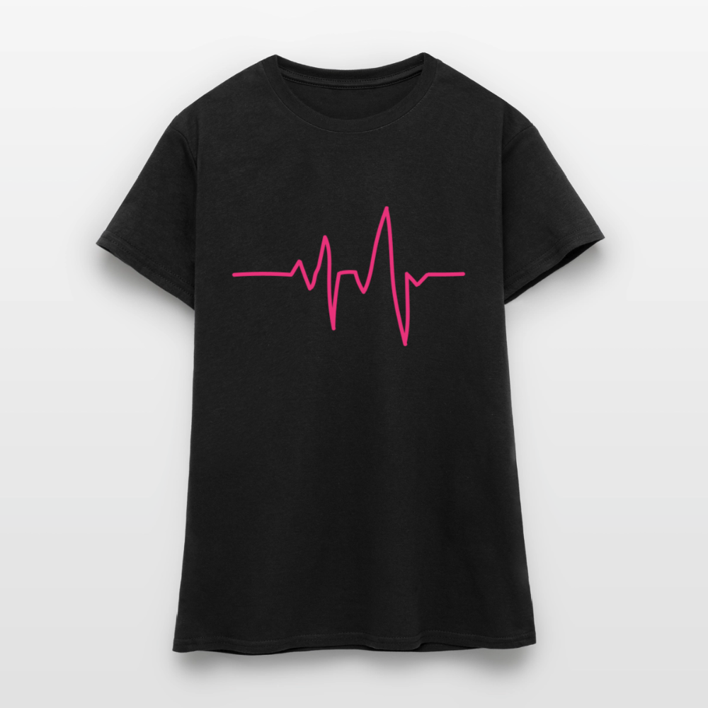 T-shirt Femme_peace_rose_coeur - noir