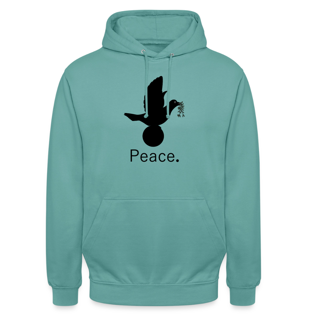Sweat-shirt à capuche unisexe Peace noir Lusoquot - turquoise pastel