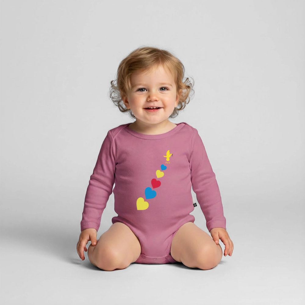 Body Bébé bio manches longues trisomie Paix jaune - Lusoquot - mauve
