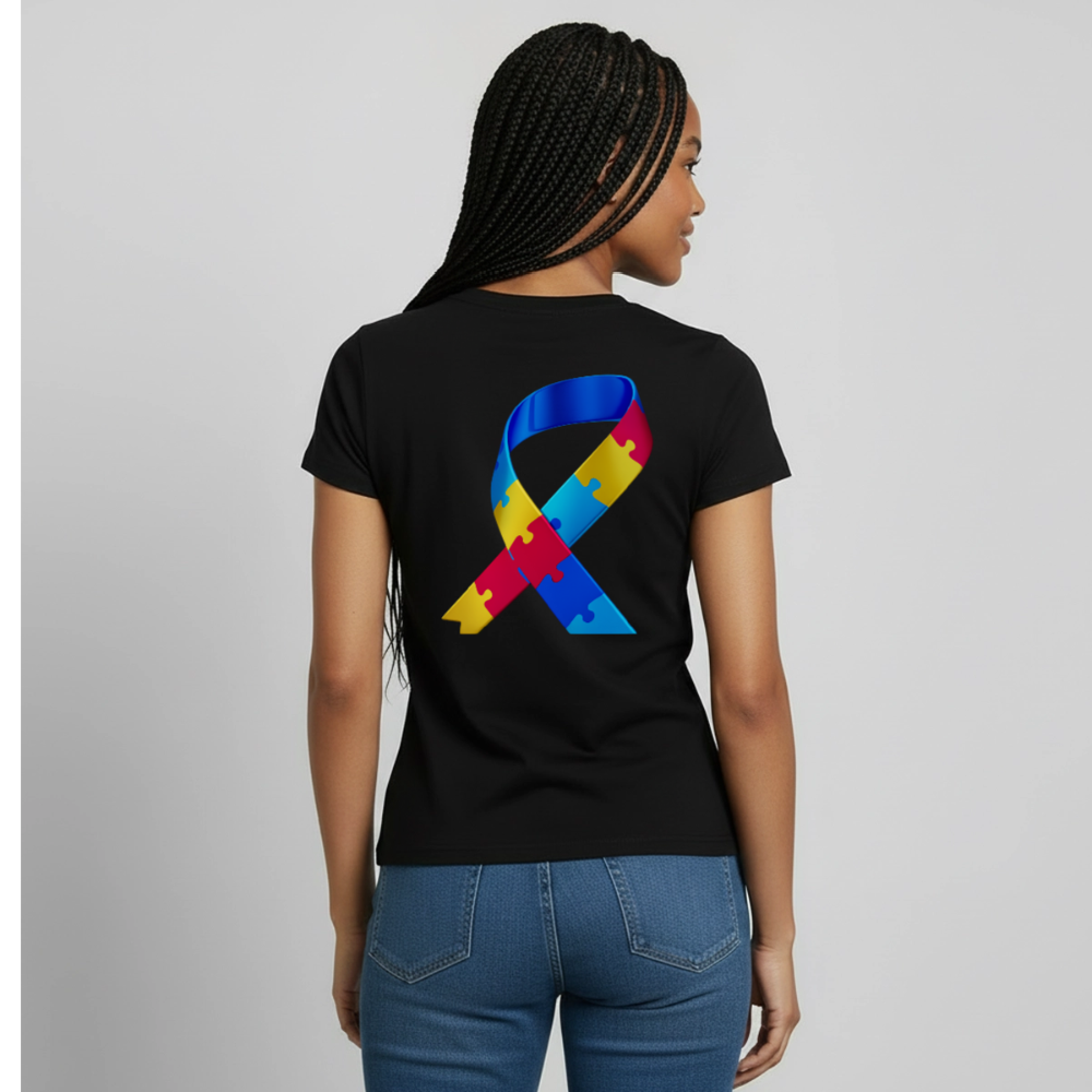 T-shirt Femme trisomie 21 Paix jaune - Lusoquot - noir