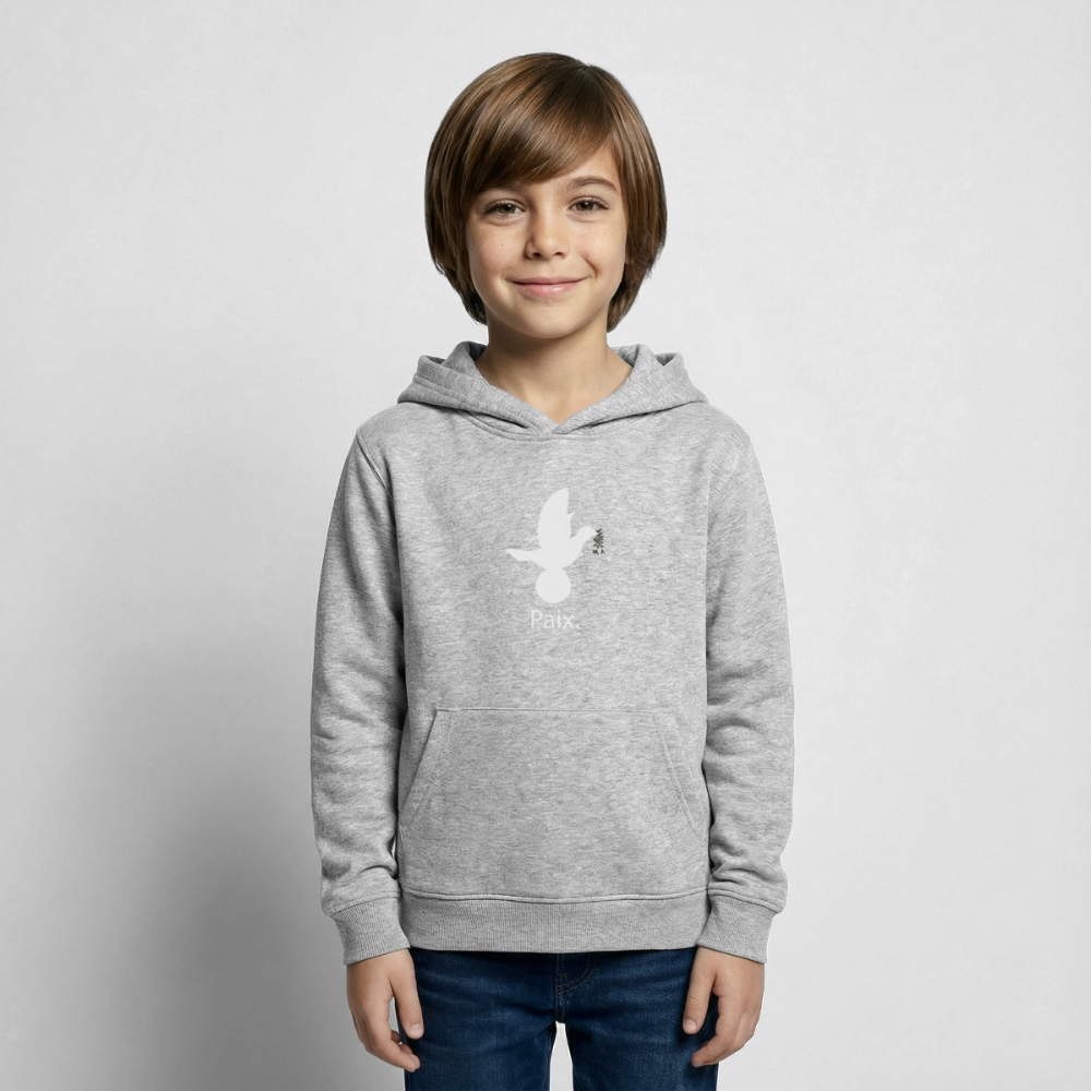 Sweat à capuche Enfant Paix blanc - Lusoquot - gris clair chiné