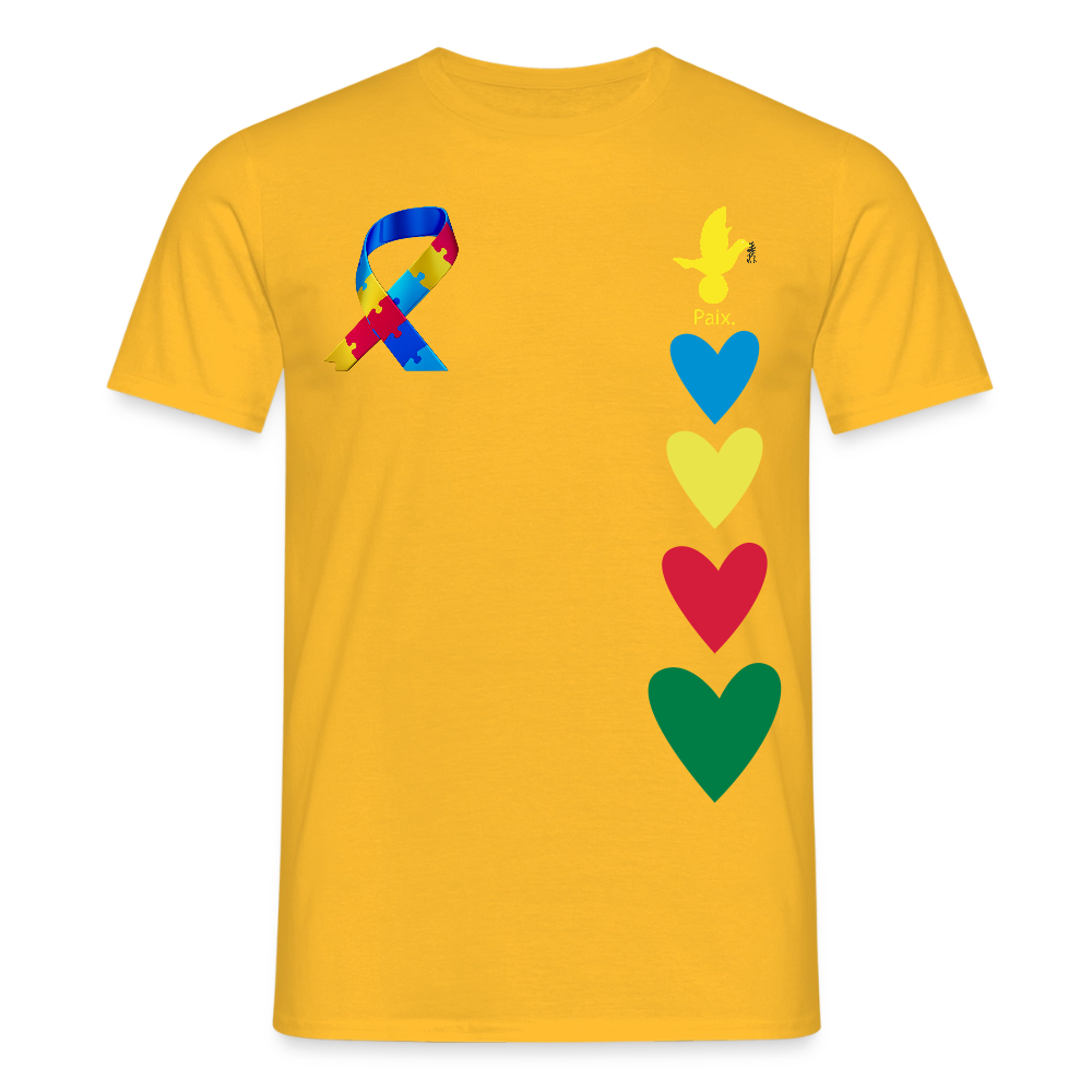 T-shirt Homme -journeemondiale trisomie 21 mars- Peace jaune - jaune