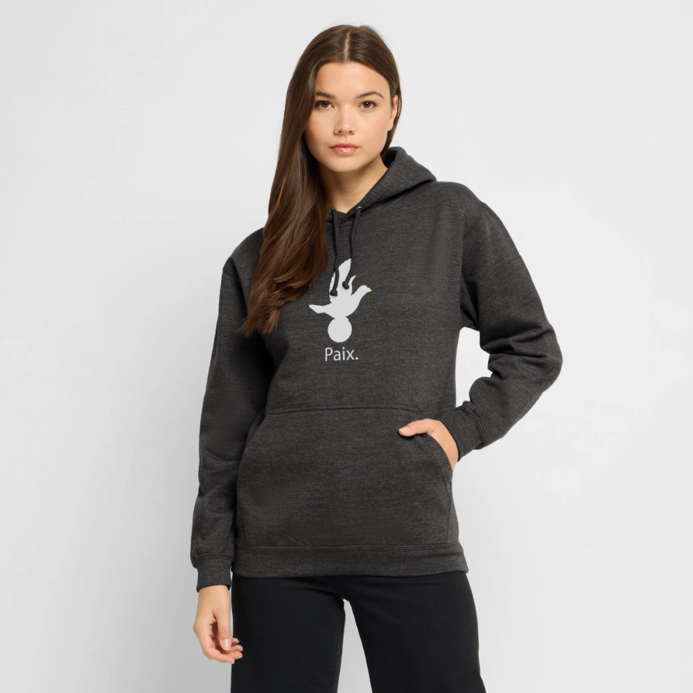 Sweat-shirt à capuche unisexe Paix blanc - Lusoquot - charbon