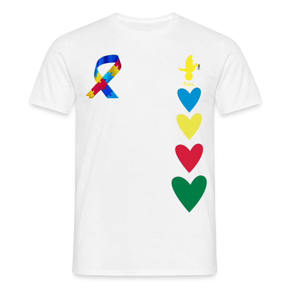 T-shirt Homme -journeemondiale trisomie 21 mars- Peace jaune - blanc