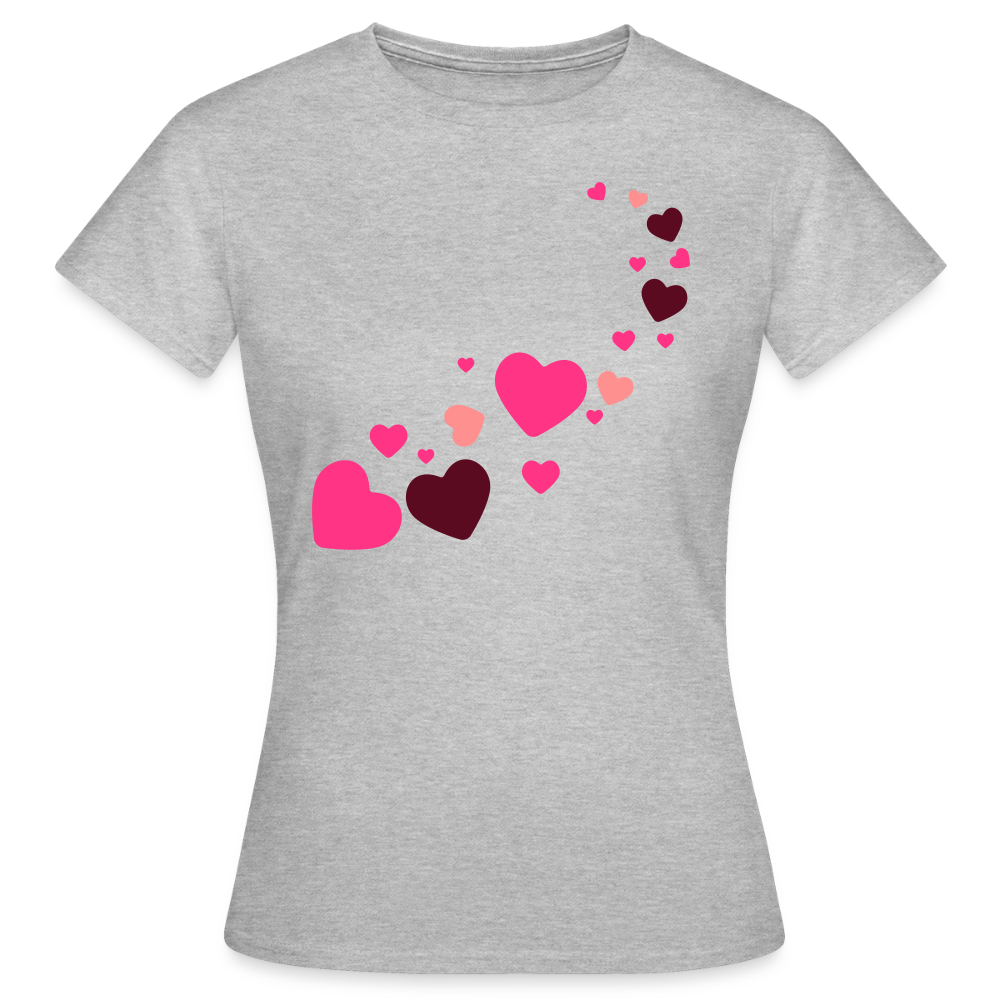 T-shirt Femme coeur Peace rose  - Lusoquot - gris chiné