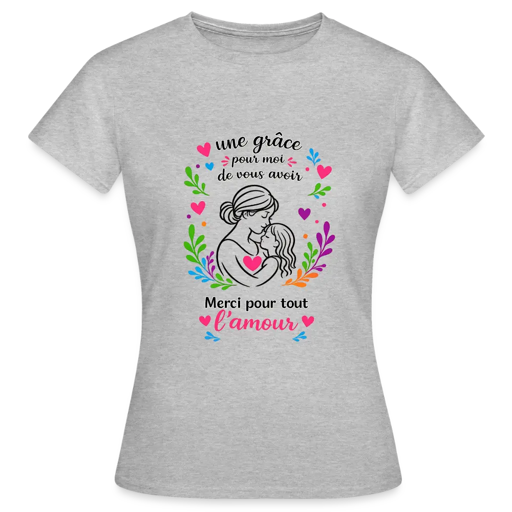 T-shirt Femme fête des mères Ntifafa rose - Lusoquot - gris chiné