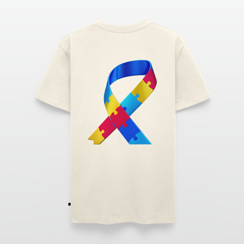 T-shirt Premium Homme trisomie 21  Paix jaune - Lusoquot - blanc cassé