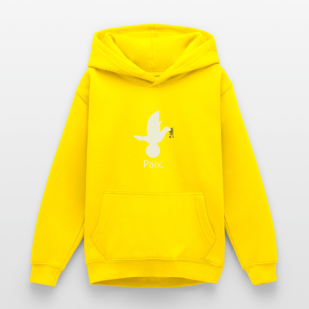Sweat à capuche Ado Paix blanc - Lusoquot - jaune