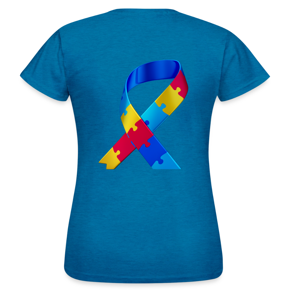T-shirt Femme-journeemondiale trisomie 21 Peace jaune - bleu saphir antique chiné