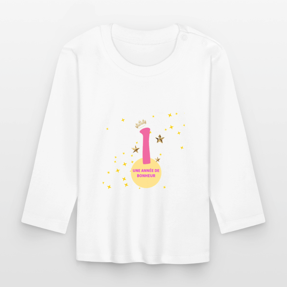 T-shirt manches longues Bébé anniversaire 1an - Lusoquot - blanc