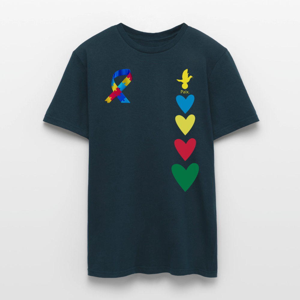 T-shirt Homme -journeemondiale trisomie 21 mars- Peace jaune - marine