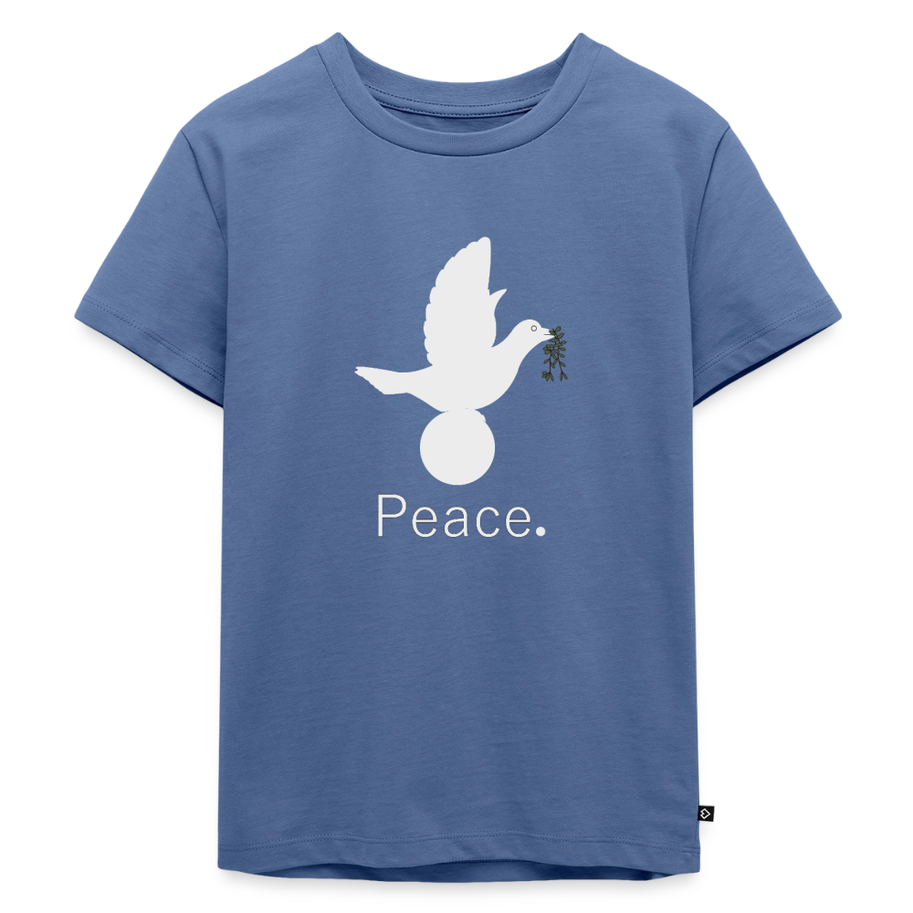 T-shirt Premium Enfant Peace blanc - Lusoquot - bleu pigeon