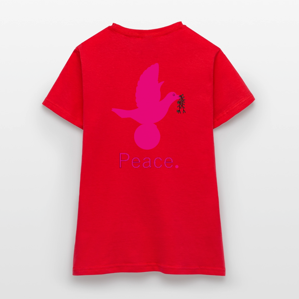 T-shirt Femme coeur Peace rose  - Lusoquot - rouge