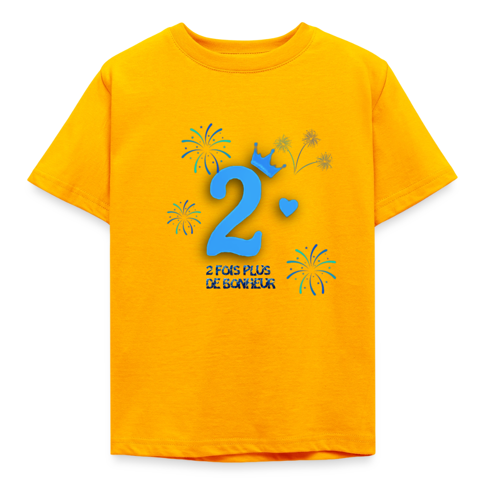 T-shirt Enfant anniversaire 2 ans Lapè bleu - Lusoquot - or