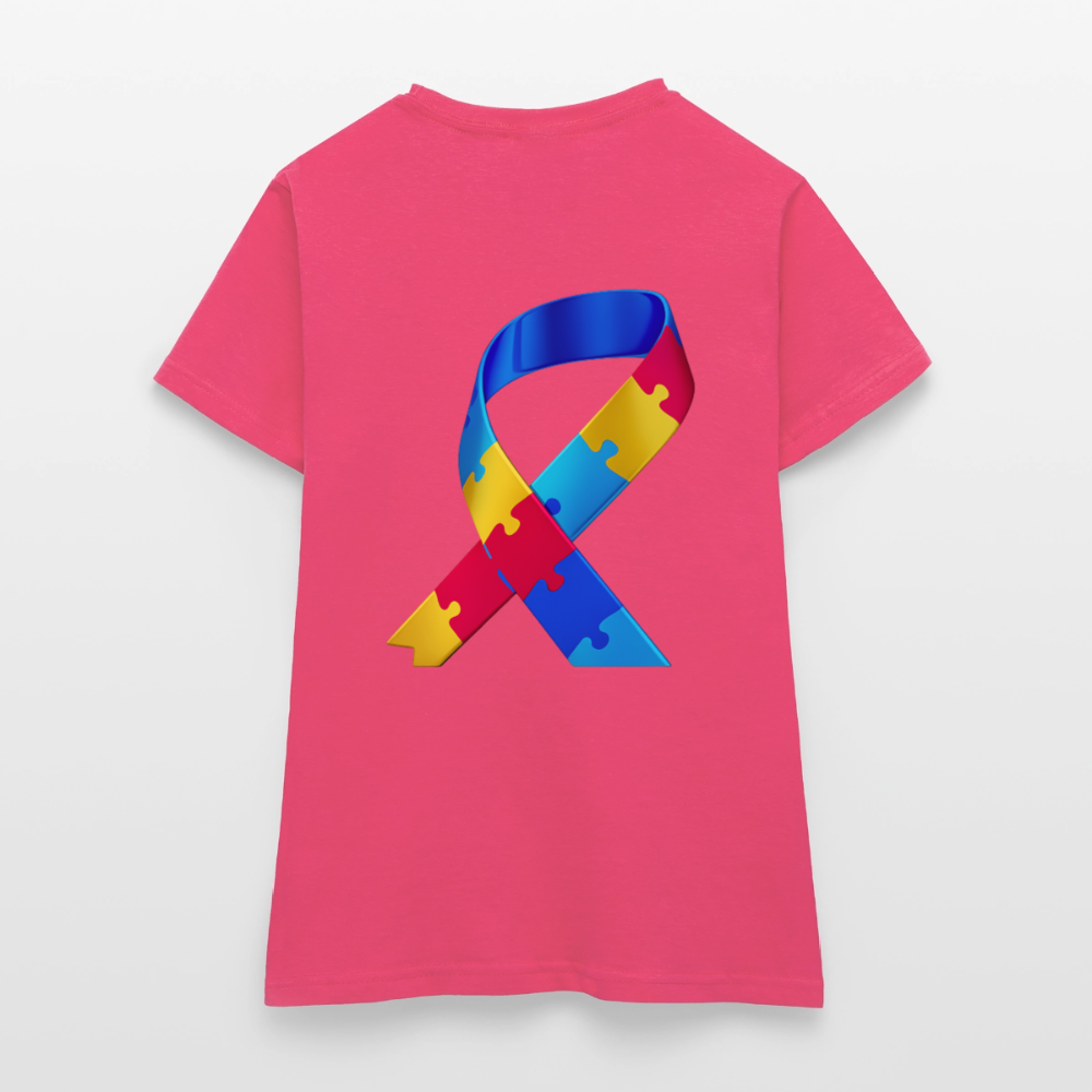 T-shirt Femme-journeemondiale trisomie 21 Peace jaune - rose azalée