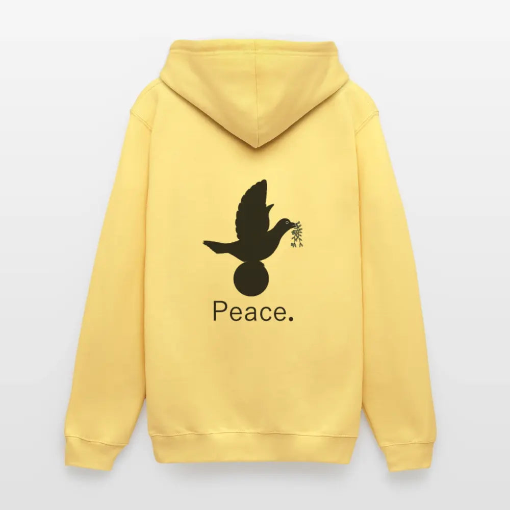 Sweat-shirt à capuche unisexe_peace_noir_peaceandjoy - jaune citron