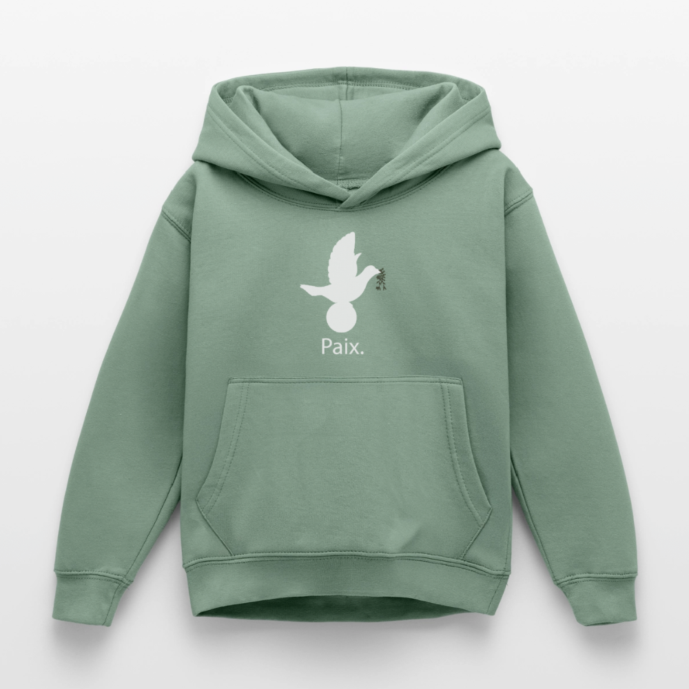 Sweat à capuche Enfant Paix blanc - Lusoquot - vert-de-gris