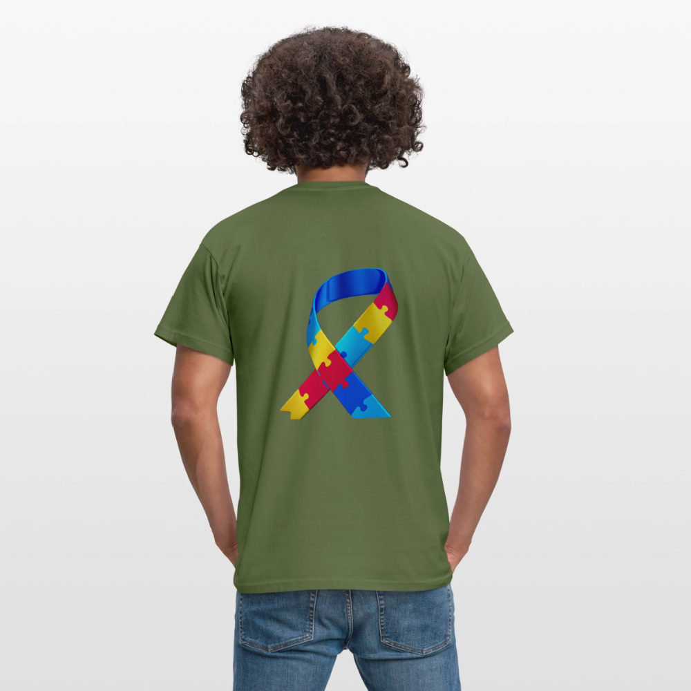 T-shirt Homme -journeemondiale trisomie 21 mars- Peace jaune - vert militaire