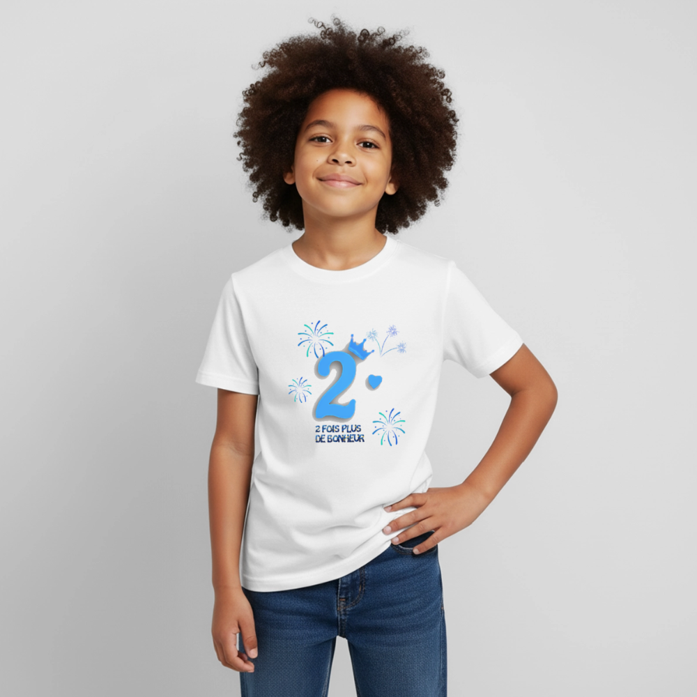 T-shirt Enfant anniversaire 2 ans Lapè bleu - Lusoquot - blanc