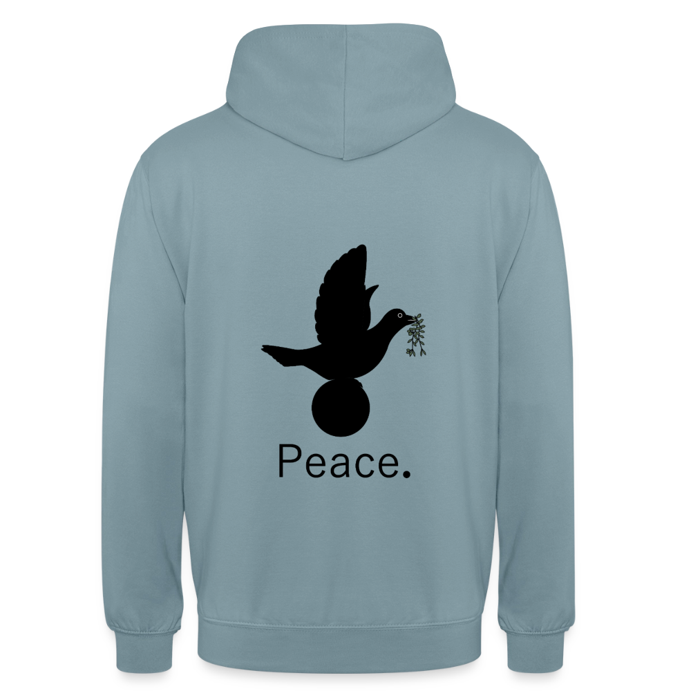 Sweat-shirt à capuche unisexe_peace_noir_peaceandjoy - bleu fumée