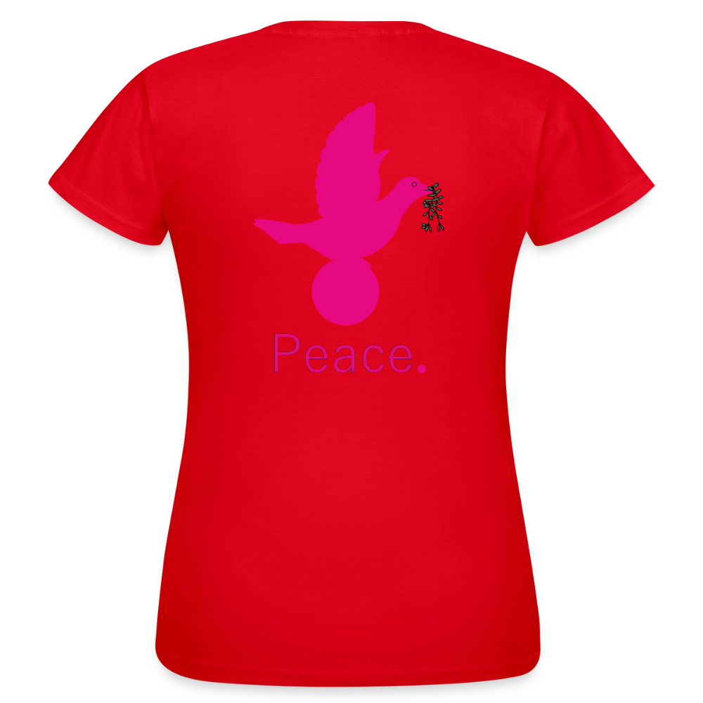 T-shirt Femme coeur Peace rose  - Lusoquot - rouge