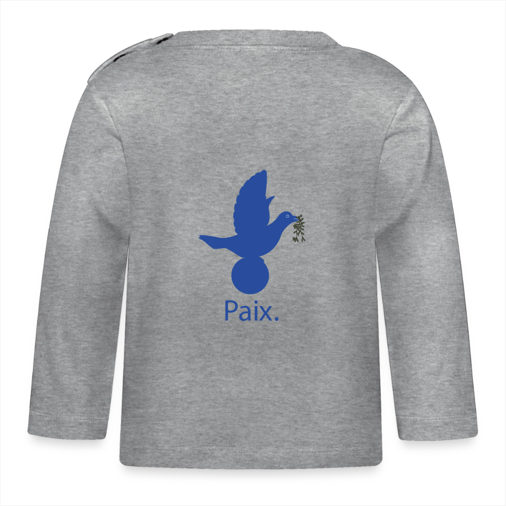 T-shirt manches longues Bébé anniversaire 1 an Paix bleu - Lusoquot - gris chiné
