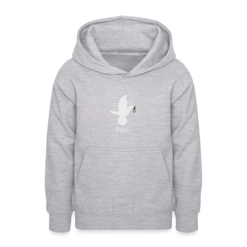 Sweat à capuche Ado Paix blanc - Lusoquot - gris clair chiné