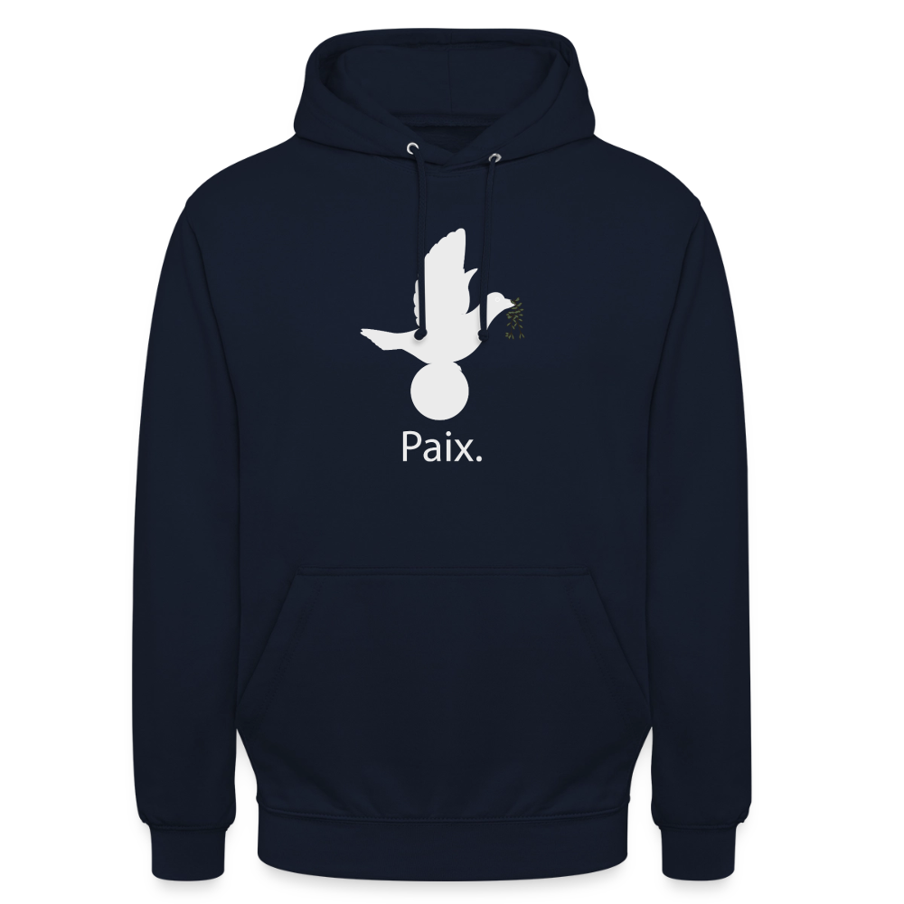 Sweat-shirt à capuche unisexe Paix blanc - Lusoquot - marine