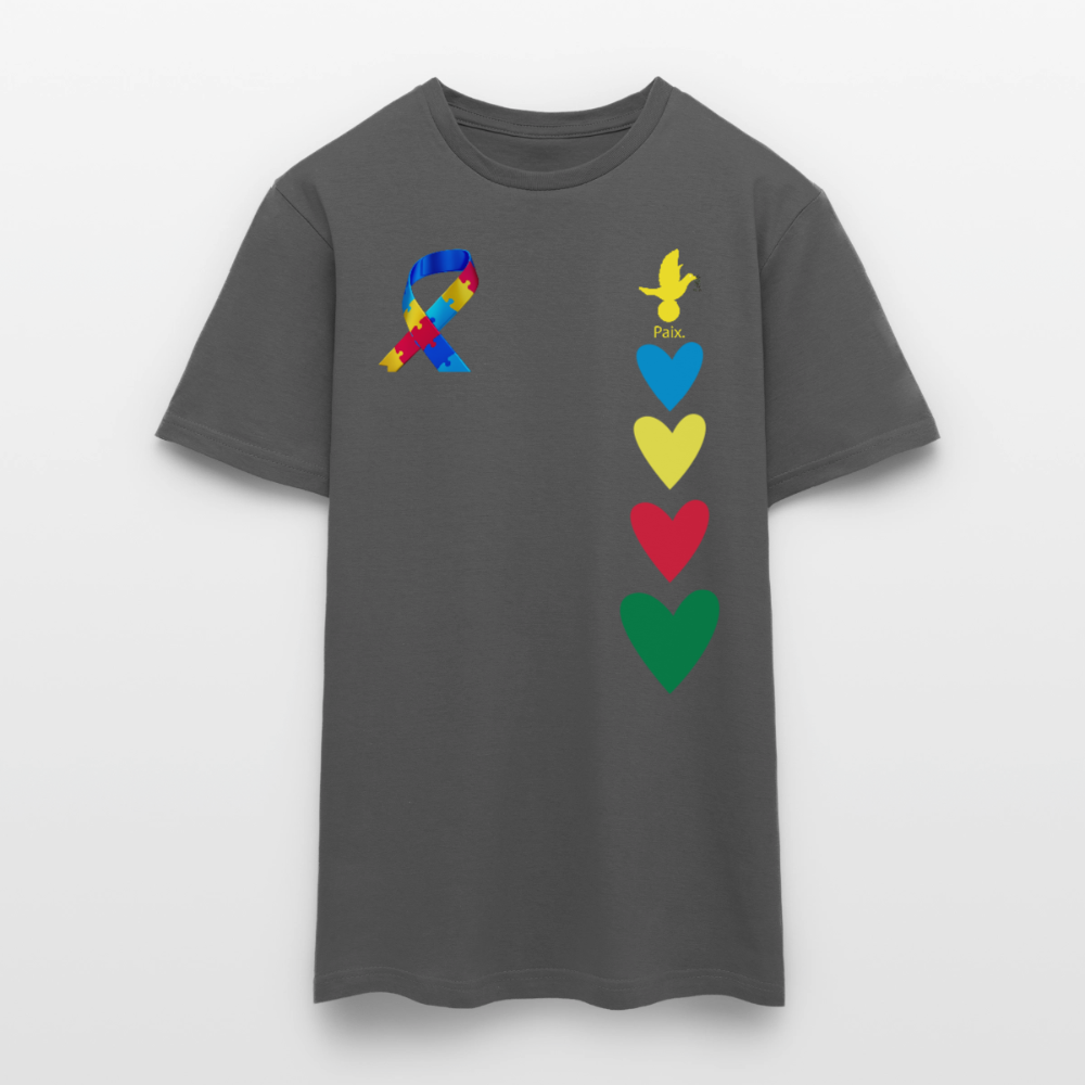 T-shirt Homme -journeemondiale trisomie 21 mars- Peace jaune - charbon