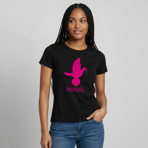 T-shirt Femme_ntifafa_rose - noir