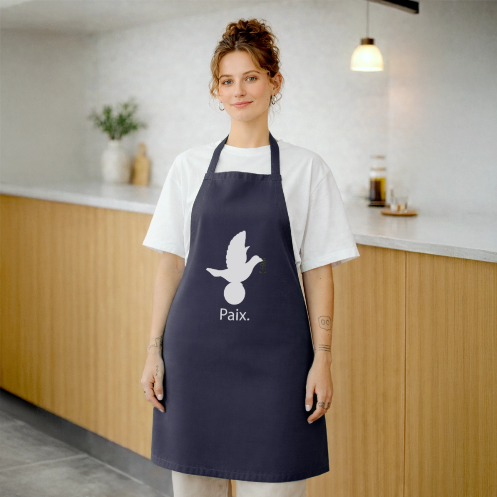 Tablier de cuisine Paix blanc - Lusoquot - marine