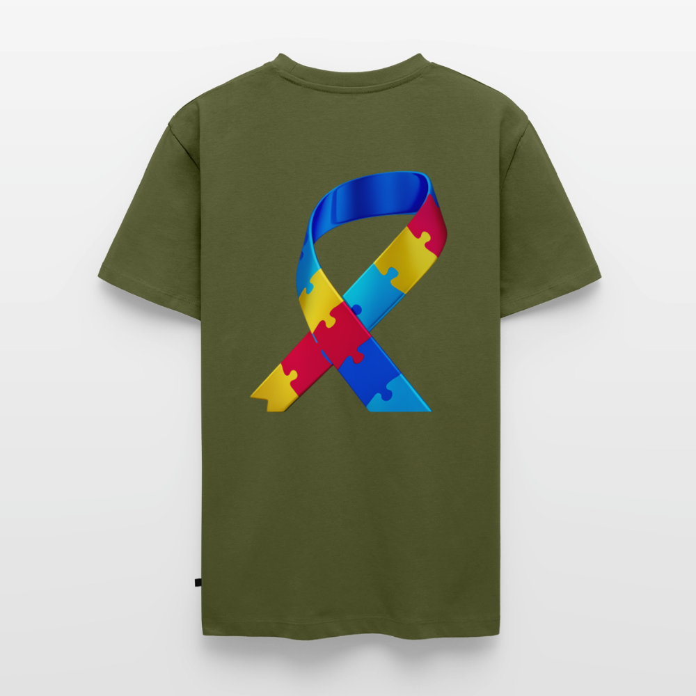 T-shirt Premium Homme trisomie 21  Paix jaune - Lusoquot - kaki