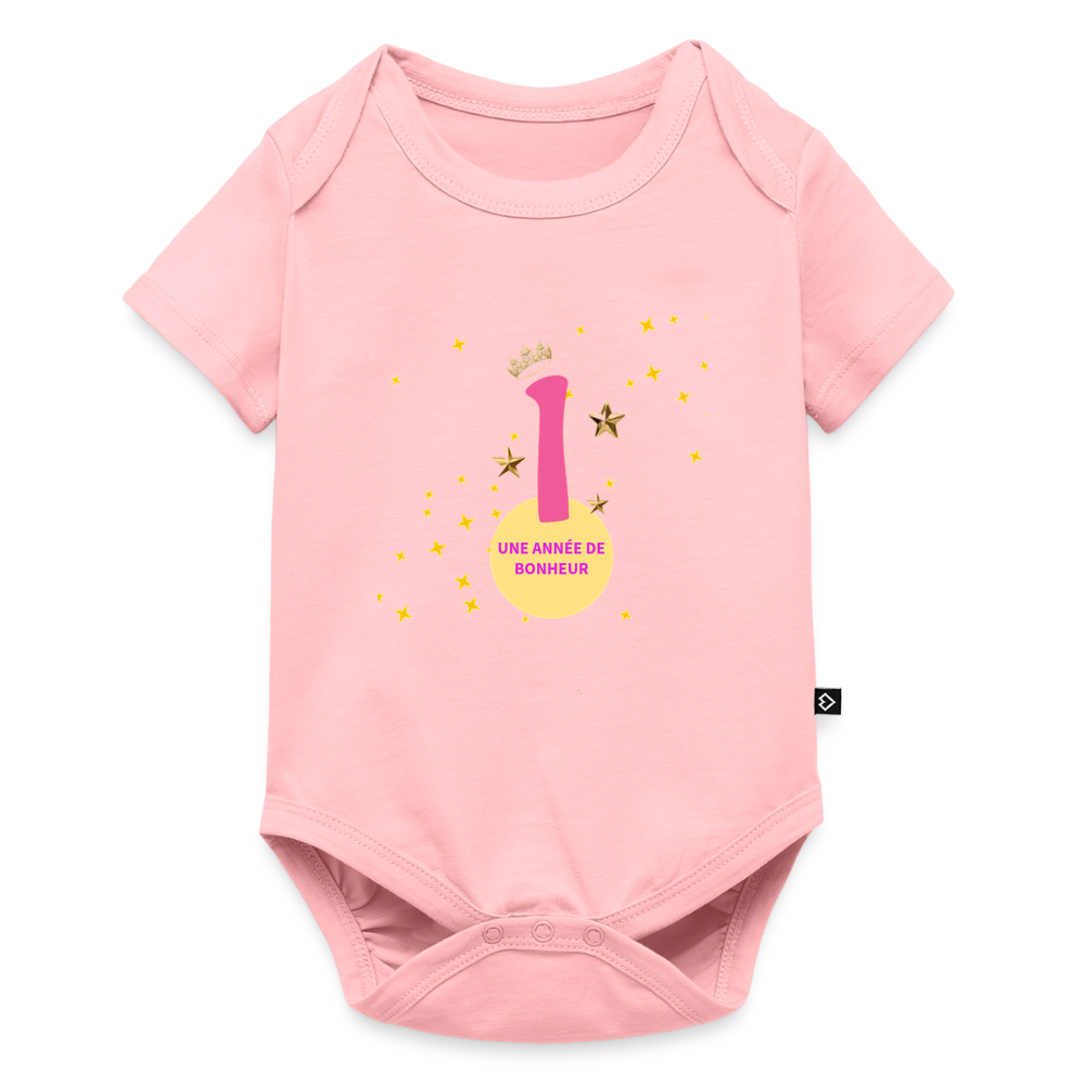 Body Bébé bio manches courtes anniversaire 1 an - Lusoquot - rose