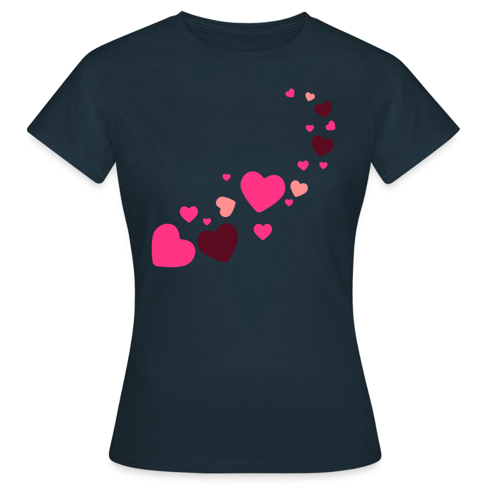 T-shirt Femme coeur Peace rose  - Lusoquot - marine