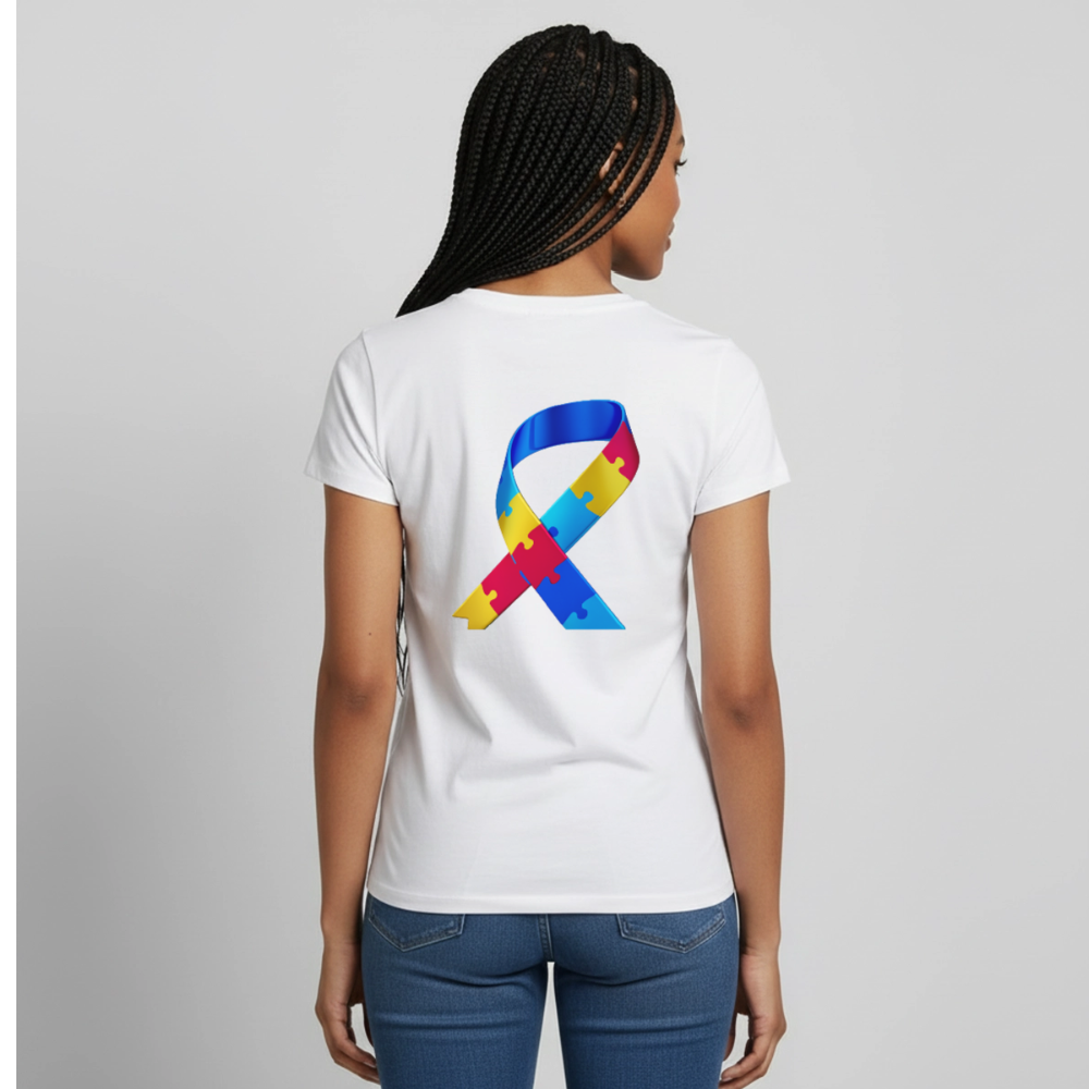 T-shirt Femme-journeemondiale trisomie 21 Peace jaune - blanc