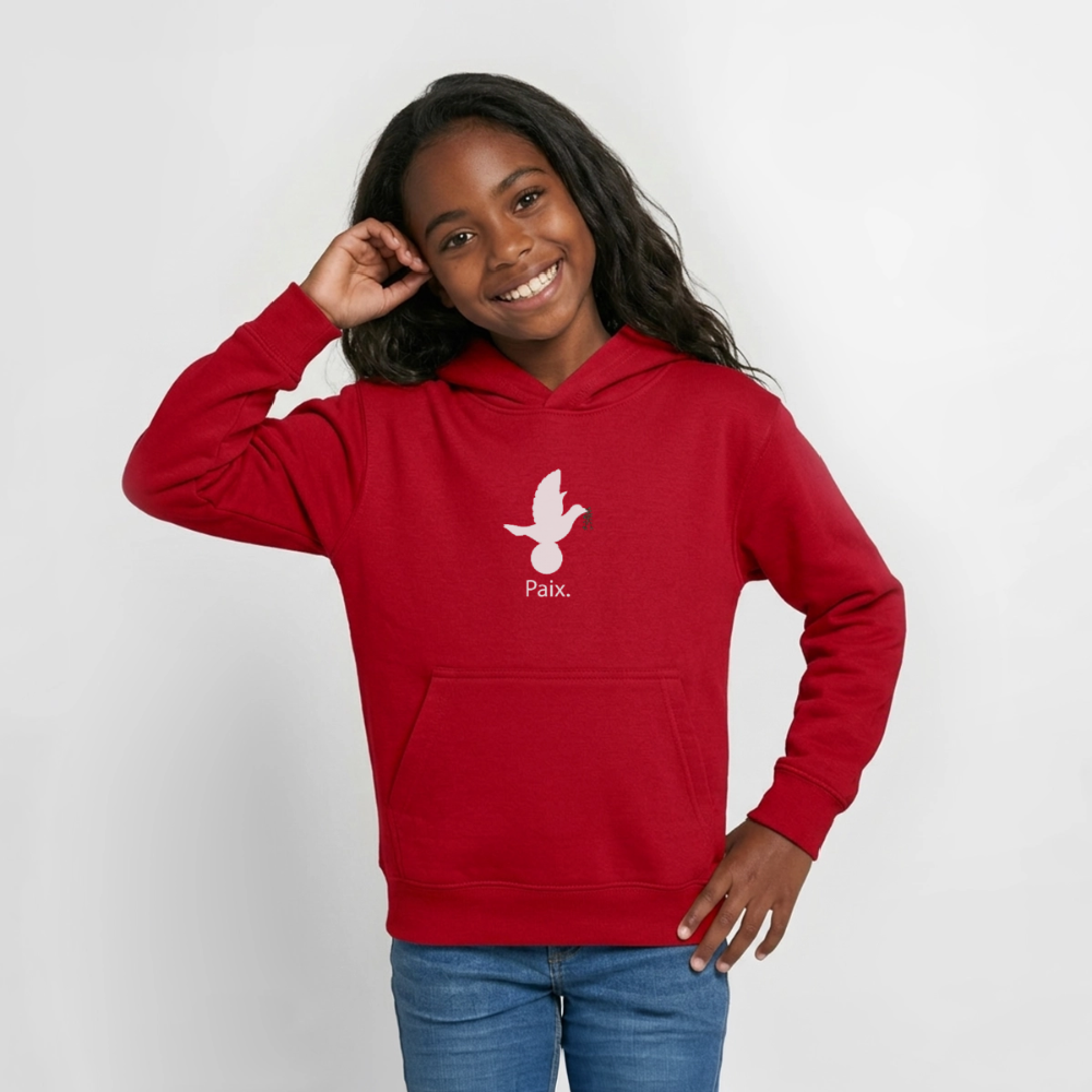 Sweat à capuche Ado Paix blanc - Lusoquot - rouge