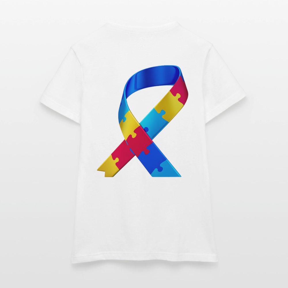 T-shirt Femme trisomie 21 Paix jaune - Lusoquot - blanc