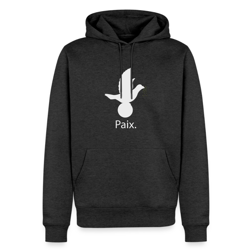Sweat-shirt à capuche Premium pour hommes Paix blanc - Lusoquot - anthracite chiné