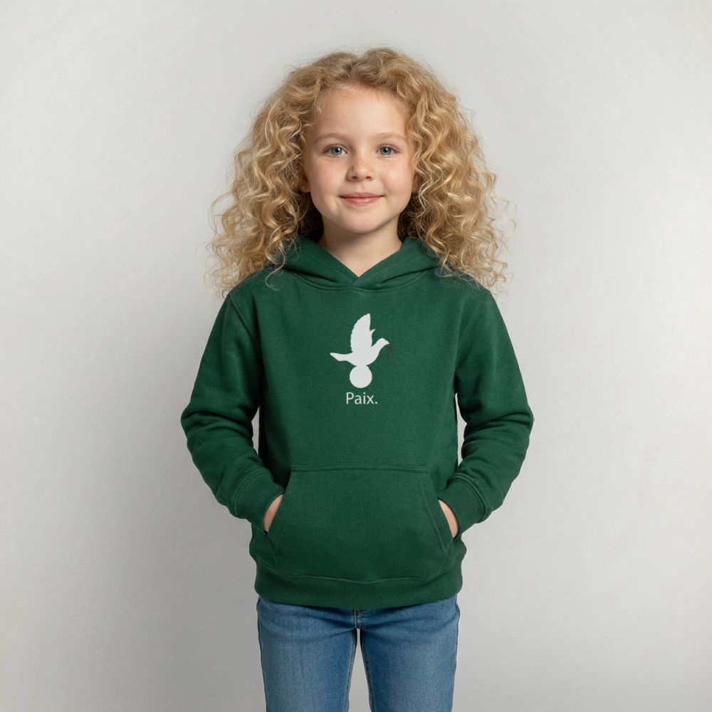 Sweat à capuche Enfant Paix blanc - Lusoquot - vert bouteille