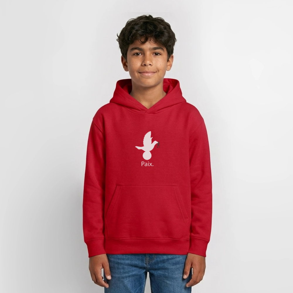 Sweat à capuche Ado Paix blanc - Lusoquot - rouge