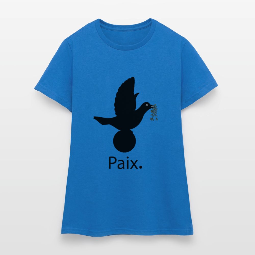 T-shirt Femme Paix noir - Lusoquot - bleu royal