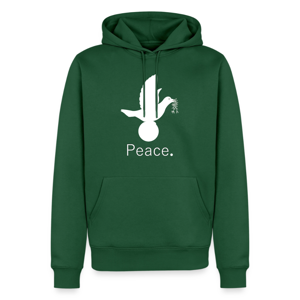Sweat-shirt à capuche Premium pour hommes_peace_blanc - vert bouteille