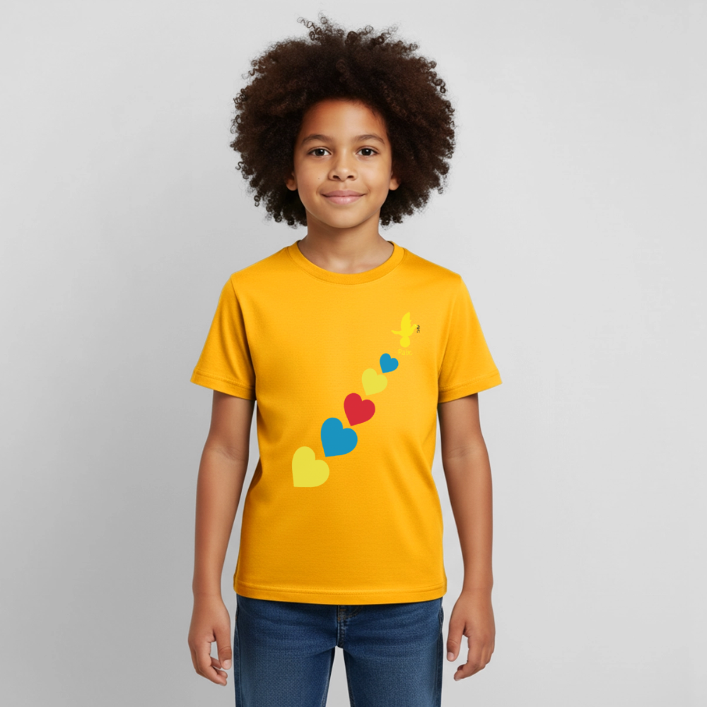 T-shirt Enfant trisomie 21 Paix jaune - Lusoquot - or