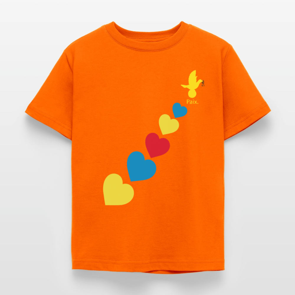 T-shirt Enfant trisomie 21 Paix jaune - Lusoquot - orange