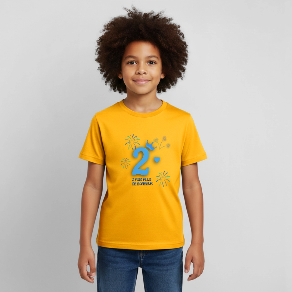 T-shirt Enfant anniversaire 2 ans Lapè bleu - Lusoquot - or