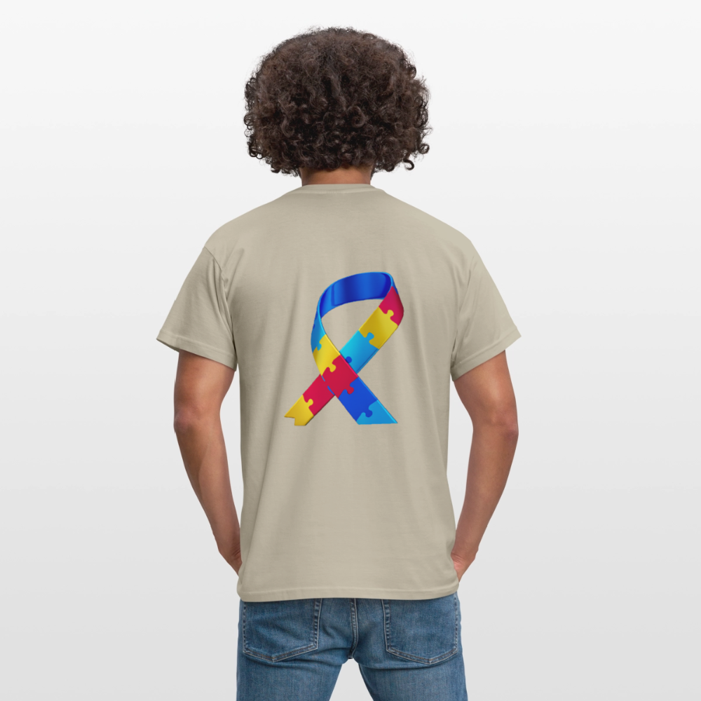 T-shirt Homme -journeemondiale trisomie 21 mars- Peace jaune - beige sable