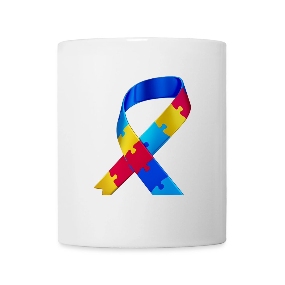 Mug blanc trisomie 21 Paix jaune - Lusoquot - blanc