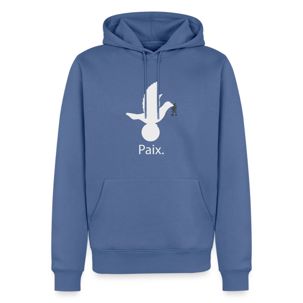 Sweat-shirt à capuche Premium pour hommes Paix blanc - Lusoquot - bleu pigeon