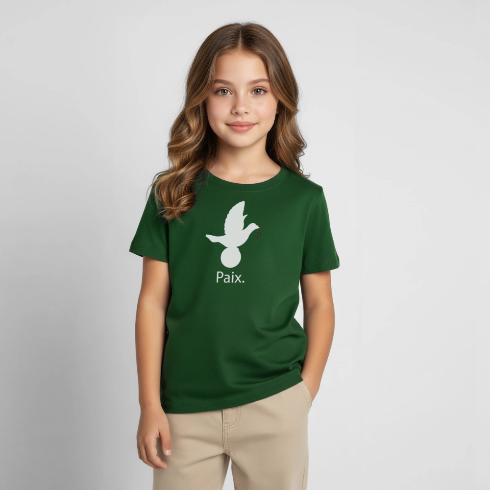 T-shirt Enfant Paix blanc - Lusoquot - vert forêt