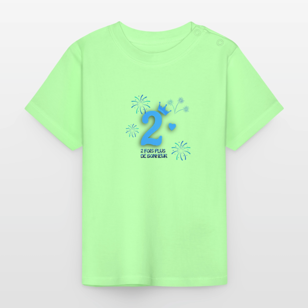 T-shirt Bébé anniversaire 2ans Paix bleu - Lusoquot - vert menthe
